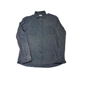 Faherty Brand Mens Organic Cotton Knit Button Down Shirt Gray Medium Long Sleeve